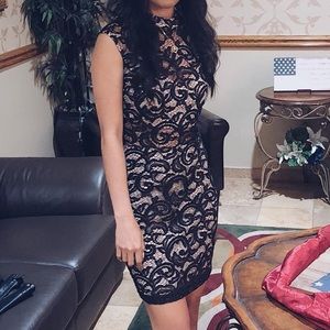 Black & Nude Lace Dress
